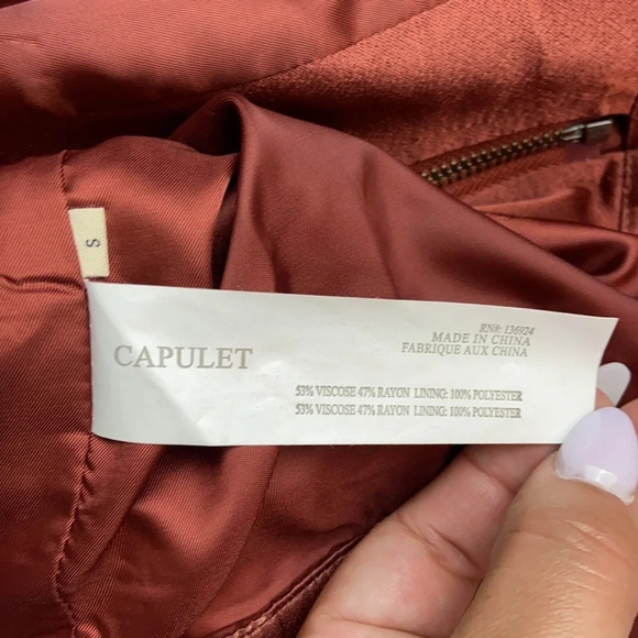 Anthropologie Capulet Souriez Brown Satin Bomber Jacket Size Small NWT - Picture 7 of 10